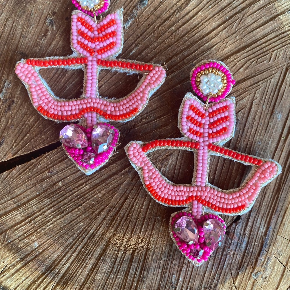 Seed Bead Valentine Earrings